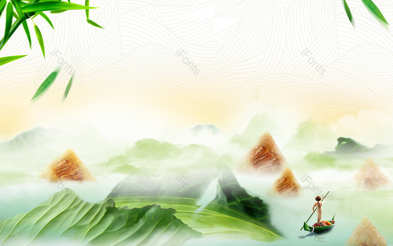 清新手绘风格端午节日吃粽子赛龙舟背景,插画/手绘图,插画/手绘图库,插画/手绘图下载,插画/手绘